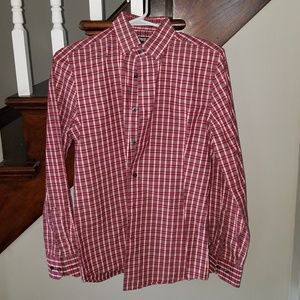 Express Small Red Plaid Casual Button Down Shirt